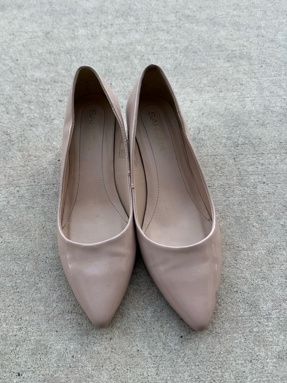 Sahara Nude Pointed Block Heels